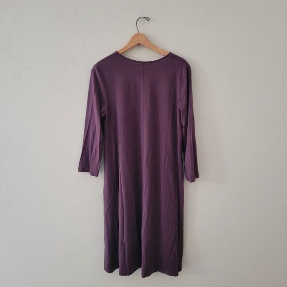 Garnet Hill Purple Tencel Stretch Jersey Knit Scoop Neck Dress Size Medium - Picture 5 of 8
